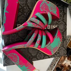 Vibrant Pink and Green Women's Heels